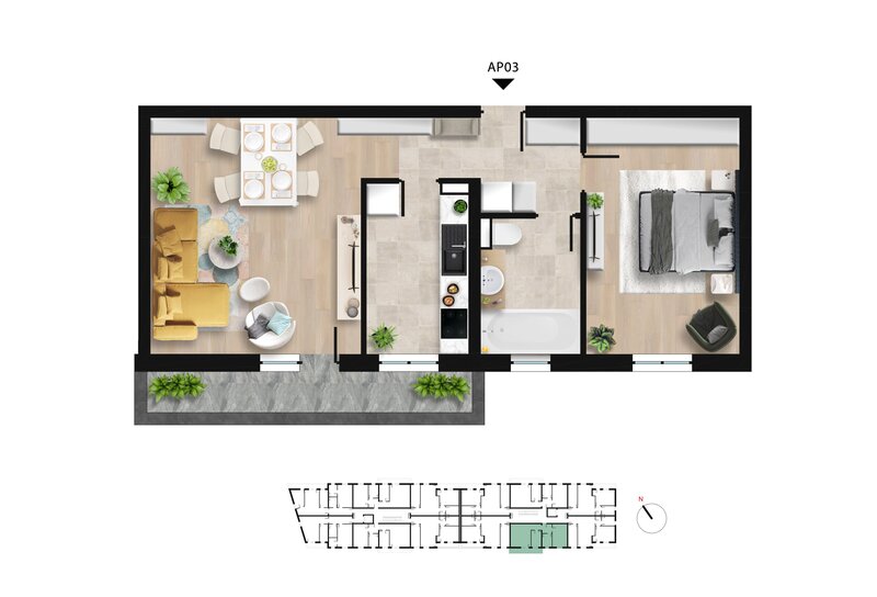 Sector 6, Apartament 2 camere, cu balcon spatios langa Lacul Morii